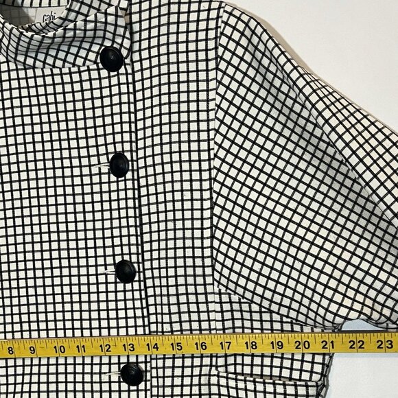 CABI Windowpane Plaid Jacket Blazer Women’s Medium Size Cropped Black White - Picture 7 of 16
